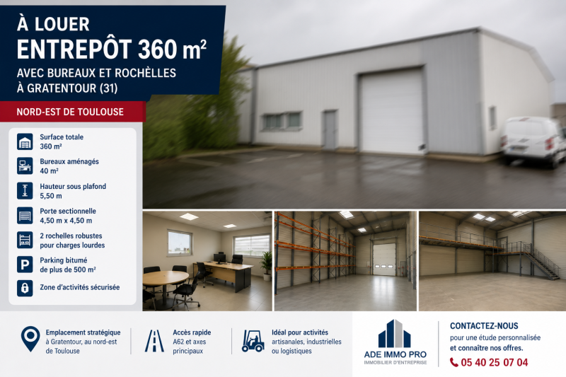 location entrepôt à Gratentour